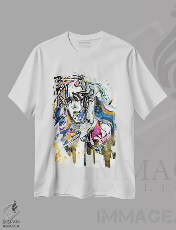 تیشرت سفید طرح دار – تیشرت هنری ,یادآوری اثر مینجه لی immage.ir
