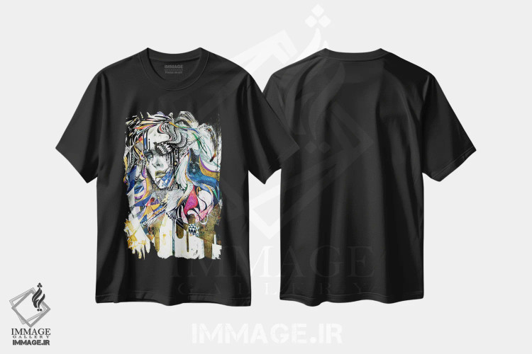 تیشرت مشکی طرح دار – تیشرت هنری ,یادآوری اثر مینجه لی فروشگاه ایماژ