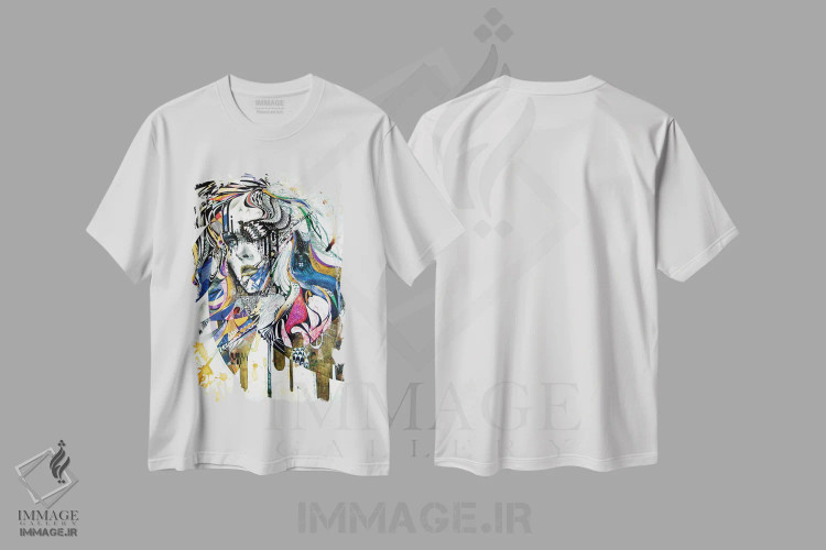 تیشرت سفید طرح دار – تیشرت هنری ,یادآوری اثر مینجه لی immage.ir