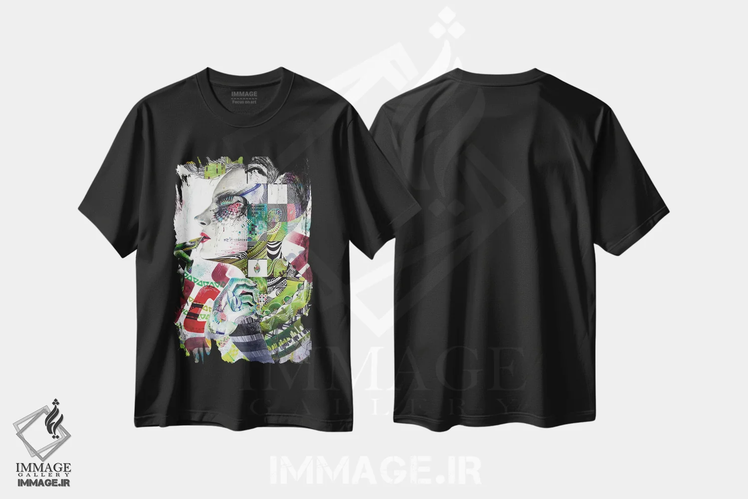 تیشرت مشکی طرح دار – تیشرت هنری ,یادآوری اثر مینجه لی immage.ir