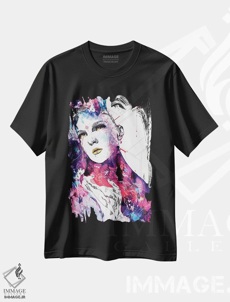 تیشرت مشکی طرح دار – تیشرت هنری ,جریان درون ما اثر مینجه لی immage.ir