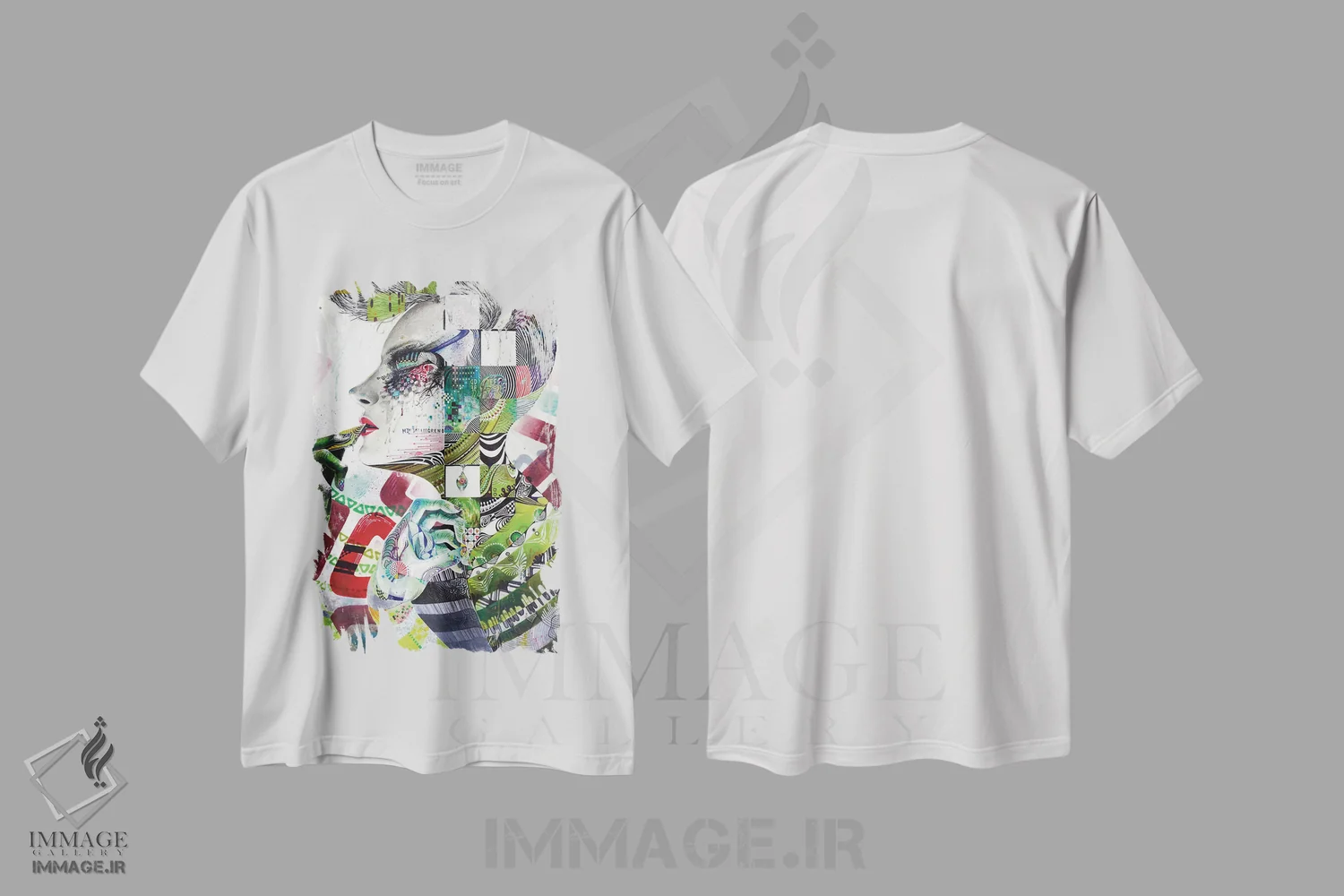 تیشرت سفید طرح دار – تیشرت هنری ,یادآوری اثر مینجه لی فروشگاه ایماژ