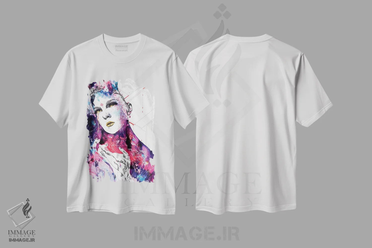 تیشرت سفید طرح دار – تیشرت هنری ,جریان درون ما اثر مینجه لی فروشگاه ایماژ