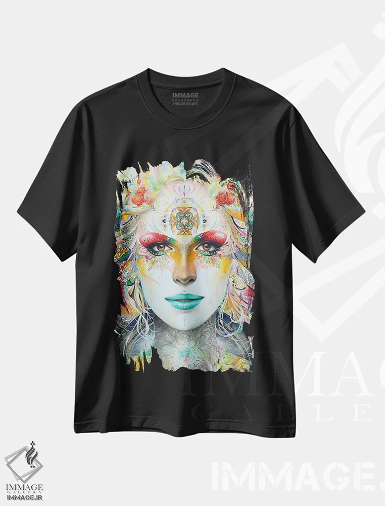 تیشرت مشکی طرح دار – تیشرت هنری ,گایا، کامل اثر مینجه لی فروشگاه ایماژ