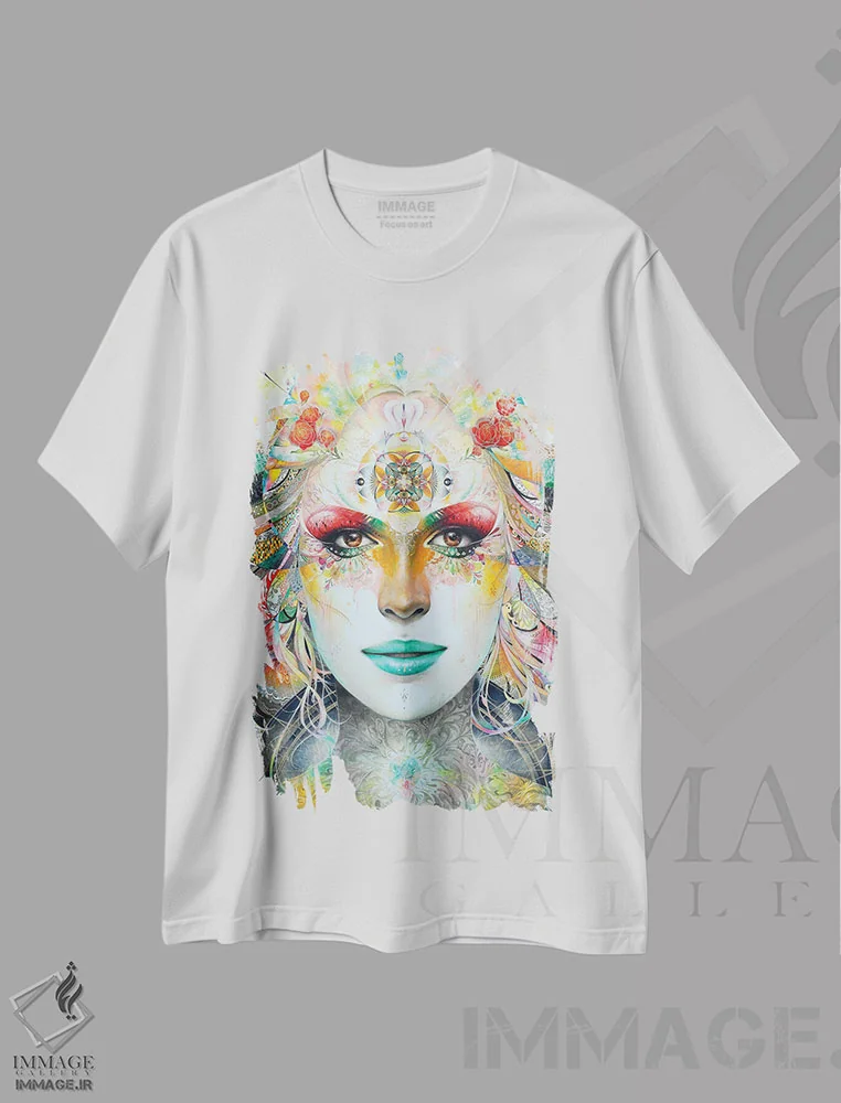 تیشرت سفید طرح دار – تیشرت هنری ,گایا، کامل اثر مینجه لی immage.ir