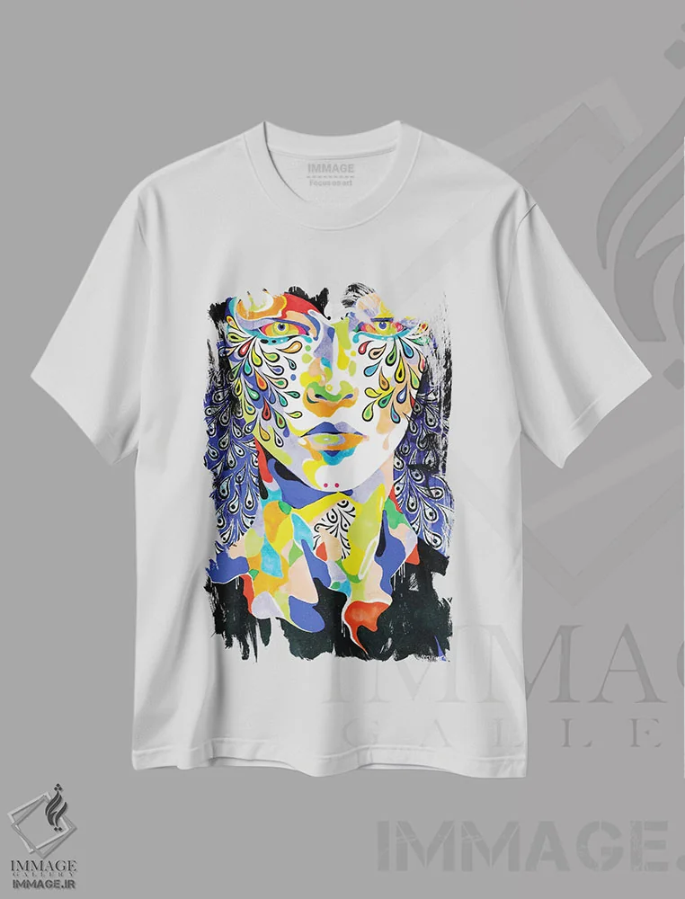 تیشرت سفید طرح دار – تیشرت هنری ,قوهای بی صدا اثر مینجه لی immage.ir