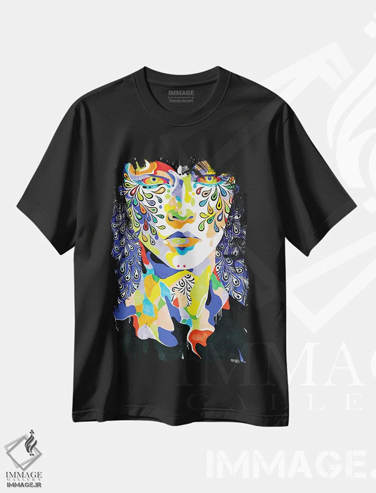 تیشرت مشکی طرح دار – تیشرت هنری ,قوهای بی صدا اثر مینجه لی فروشگاه ایماژ