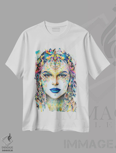 تیشرت سفید طرح دار – تیشرت هنری ,شاکتی اثر مینجه لی فروشگاه ایماژ