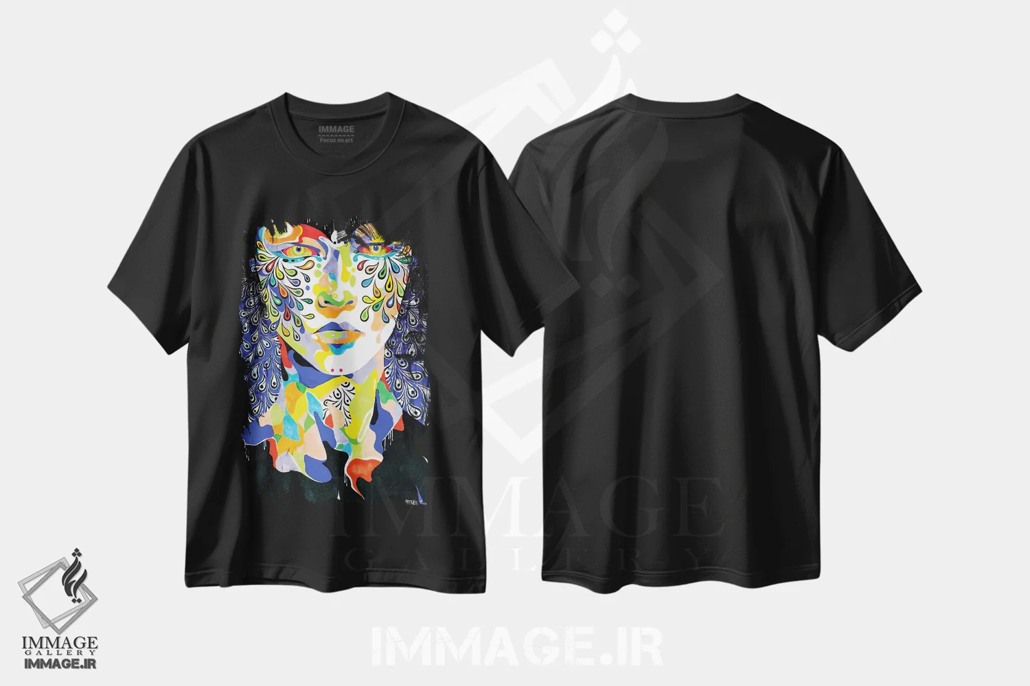 تیشرت مشکی طرح دار – تیشرت هنری ,قوهای بی صدا اثر مینجه لی فروشگاه ایماژ