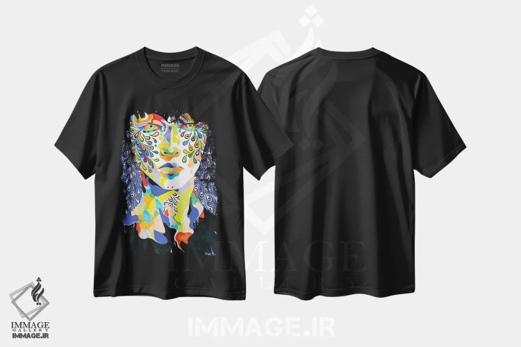تیشرت مشکی طرح دار – تیشرت هنری ,قوهای بی صدا اثر مینجه لی فروشگاه ایماژ