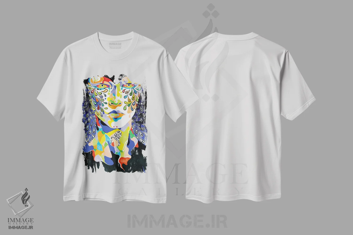 تیشرت سفید طرح دار – تیشرت هنری ,قوهای بی صدا اثر مینجه لی immage.ir