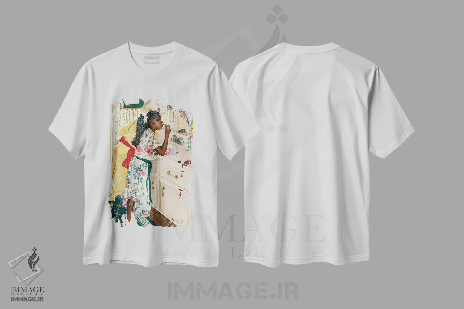 تیشرت سفید طرح دار – تیشرت هنری ,دردسر اثر مریل جی فروشگاه ایماژ