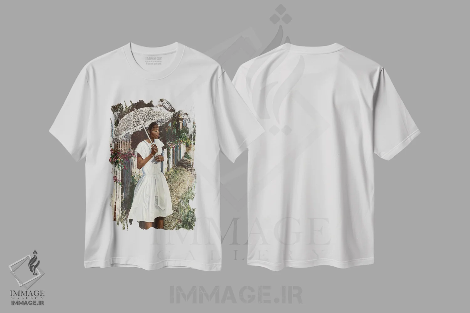 تیشرت سفید طرح دار – تیشرت هنری ,چتر توری اثر مریل جی immage.ir