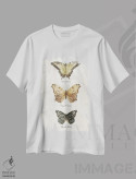 تیشرت سفید طرح دار – تیشرت پروانه ,پروانه ها اثر مایک کوبو فروشگاه ایماژ