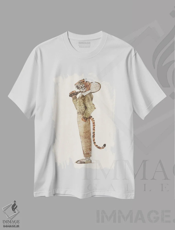 تیشرت سفید طرح دار – تیشرت ورزشی ,باشگاه تنیس ببر اثر مایک کوبو immage.ir