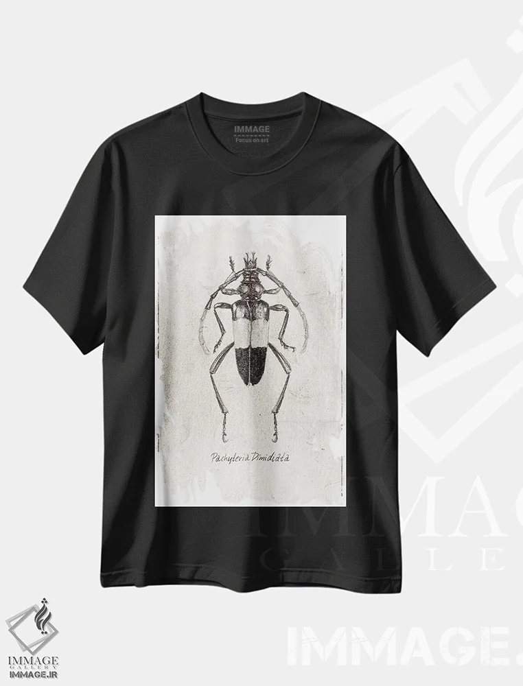 تیشرت مشکی طرح دار – تیشرت هنری وینتیج ,آقای وحشی اثر مایک کوبو فروشگاه ایماژ
