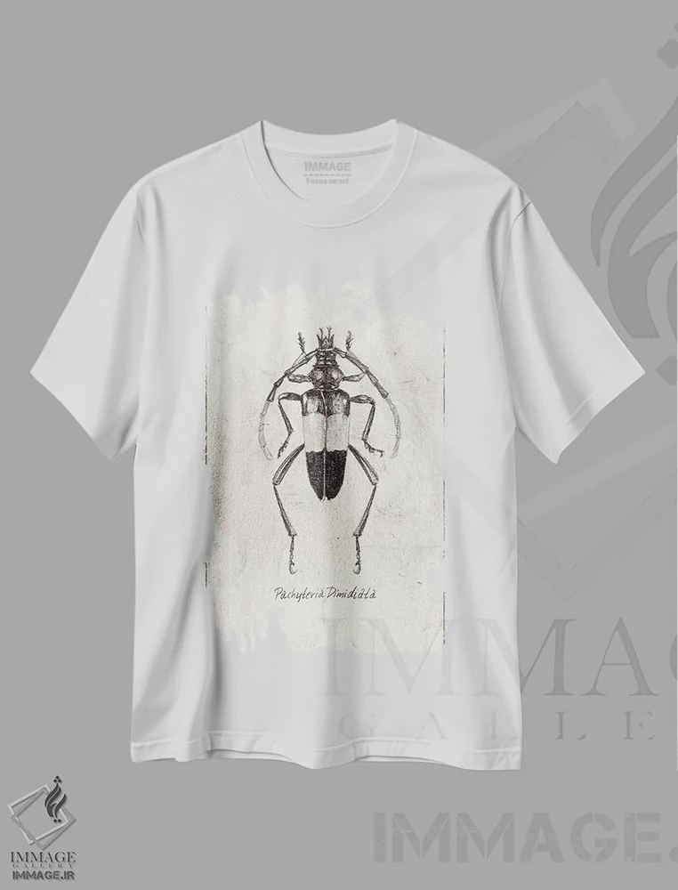 تیشرت سفید طرح دار – تیشرت هنری طبیعت ,پاکیتریا دی میدیاتا اثر مایک کوبو فروشگاه ایماژ