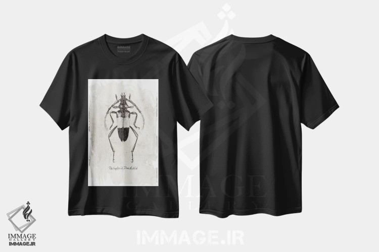 تیشرت مشکی طرح دار – تیشرت هنری وینتیج ,آقای وحشی اثر مایک کوبو فروشگاه ایماژ