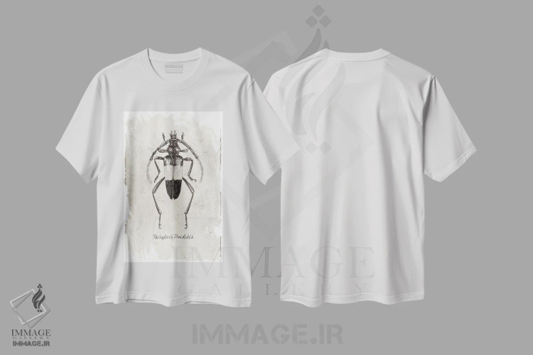 تیشرت سفید طرح دار – تیشرت هنری وینتیج ,آقای وحشی اثر مایک کوبو immage.ir