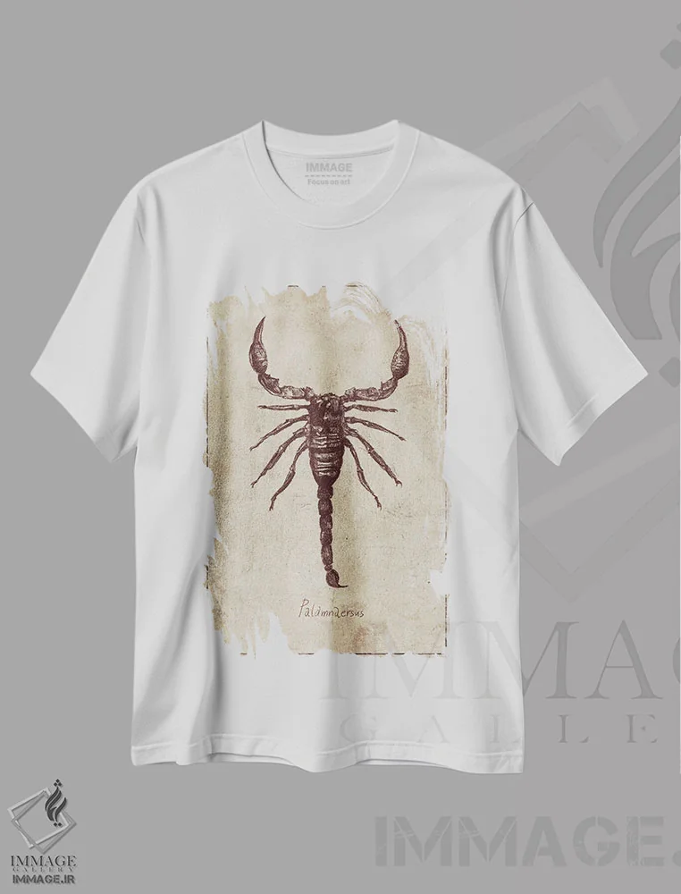 تیشرت سفید طرح دار – تیشرت هنری ,پالامنارسوس اثر مایک کوبو فروشگاه ایماژ