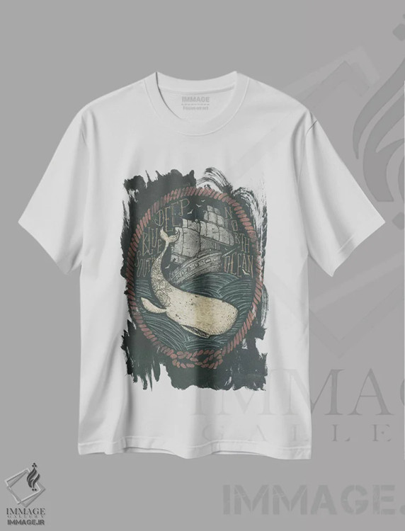 تیشرت سفید طرح دار – تیشرت دریایی ,عمیق اثر مایک کوبو immage.ir