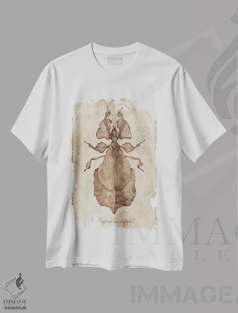 تیشرت سفید طرح دار – تیشرت طبیعت ,فیللیوم سیکسیفولیوم اثر مایک کوبو فروشگاه ایماژ