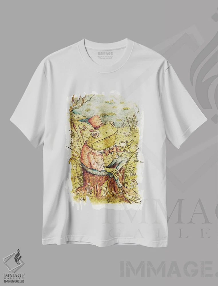 تیشرت سفید طرح دار – تیشرت طنز ,وقت چای اثر مایک کوبو immage.ir