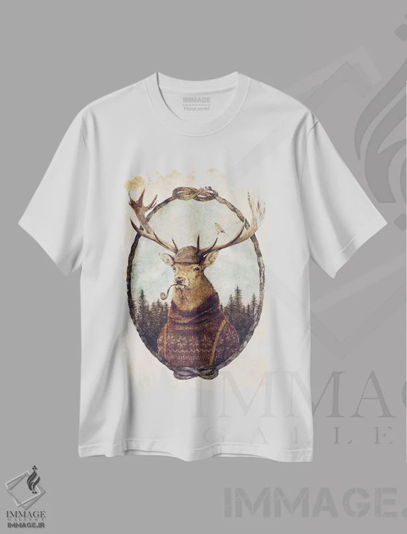 تیشرت سفید طرح دار – تیشرت طبیعت ,تفکر وحشی اثر مایک کوبو immage.ir