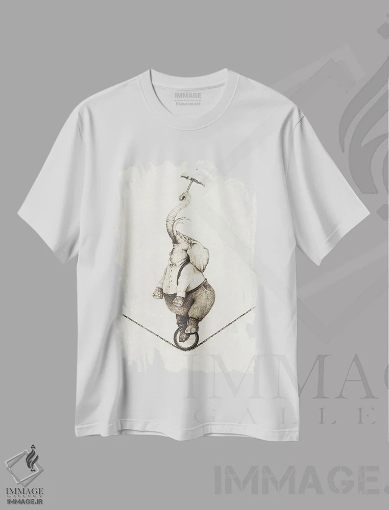 تیشرت سفید طرح دار – تیشرت هنری ,الیوت اثر مایک کوبو فروشگاه ایماژ