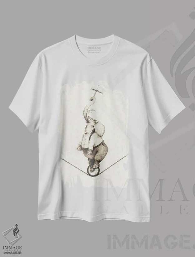 تیشرت سفید طرح دار – تیشرت هنری ,الیوت اثر مایک کوبو فروشگاه ایماژ