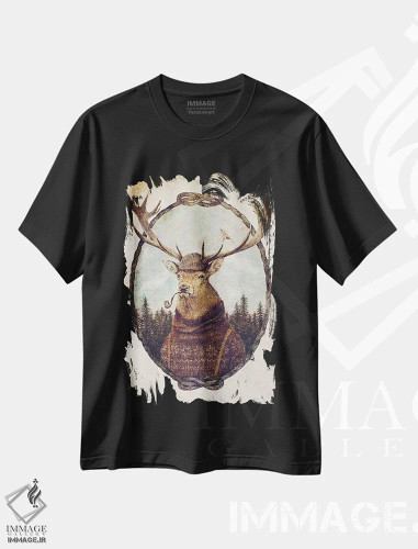 تیشرت مشکی طرح دار – تیشرت طبیعت ,تفکر وحشی اثر مایک کوبو فروشگاه ایماژ