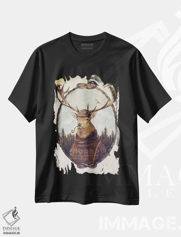تیشرت مشکی طرح دار – تیشرت طبیعت ,تفکر وحشی اثر مایک کوبو فروشگاه ایماژ
