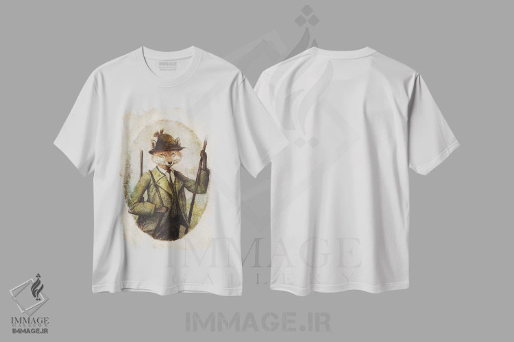 تیشرت سفید طرح دار – تیشرت طبیعت ,"فصل شکار" اثر مایک کوبو فروشگاه ایماژ