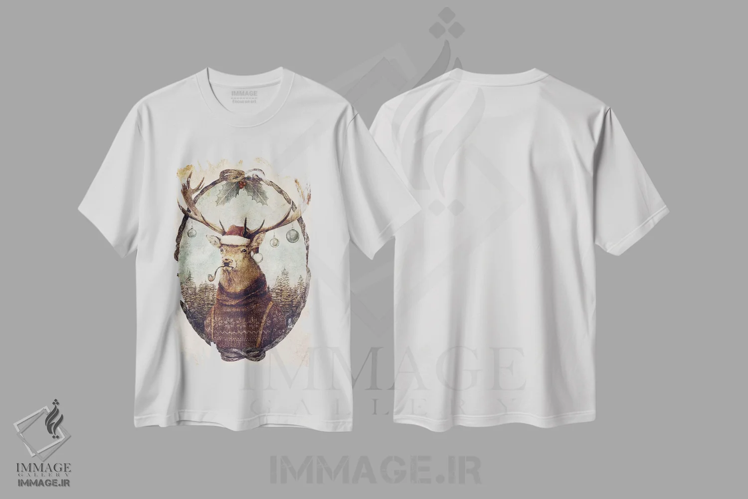 تیشرت سفید طرح دار – تیشرت فصل زمستان ,"کریسمس وحشیانه در اندیشه" اثر مایک کوبو immage.ir