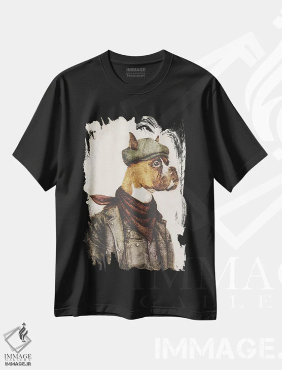 تیشرت مشکی طرح دار – تیشرت حیوانات ,"کسی که سخت کار می کند" اثر مایک کوبو فروشگاه ایماژ