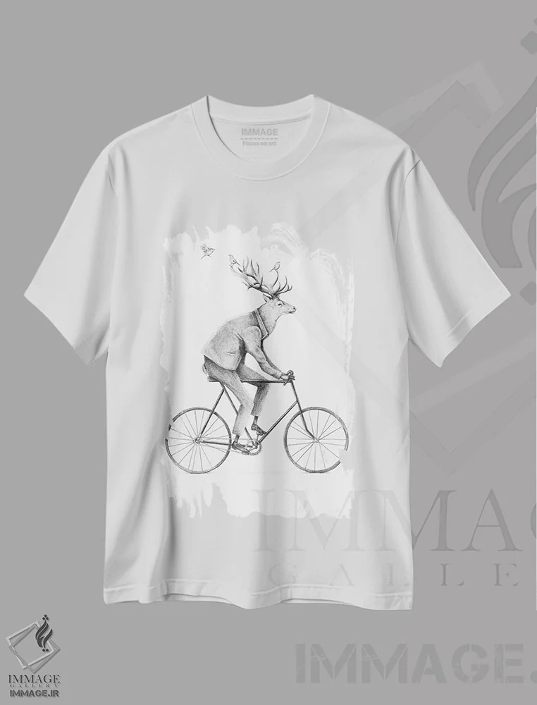 تیشرت سفید طرح دار – تیشرت وینتیج ,"حتی یک جنتلمن هم سوار می شود" اثر مایک کوبو فروشگاه ایماژ