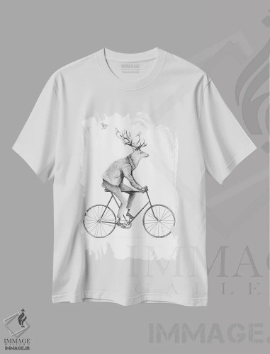 تیشرت سفید طرح دار – تیشرت وینتیج ,"حتی یک جنتلمن هم سوار می شود" اثر مایک کوبو فروشگاه ایماژ