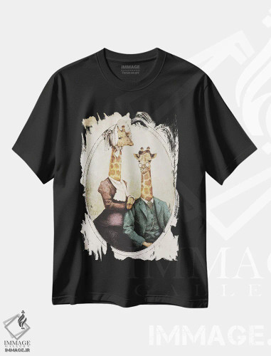 تیشرت مشکی طرح دار – تیشرت هنری ,"زوج اشرافی" اثر مایک کوبو فروشگاه ایماژ