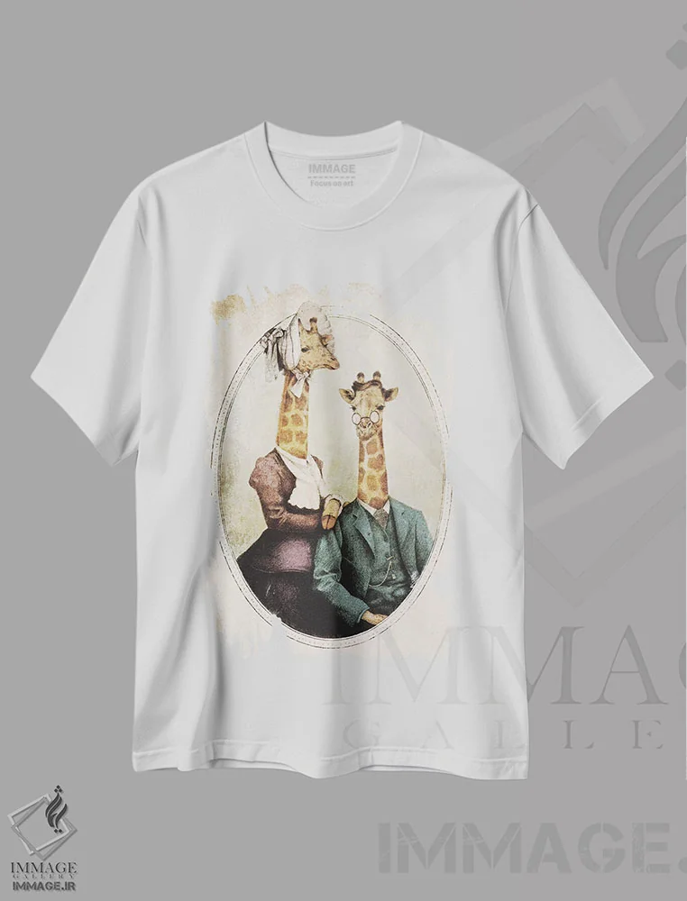 تیشرت سفید طرح دار – تیشرت هنری ,"زوج اشرافی" اثر مایک کوبو immage.ir