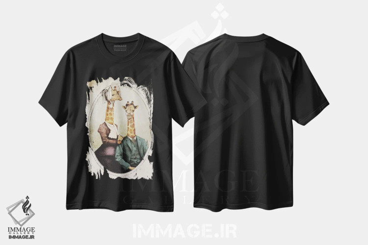 تیشرت مشکی طرح دار – تیشرت هنری ,"زوج اشرافی" اثر مایک کوبو فروشگاه ایماژ