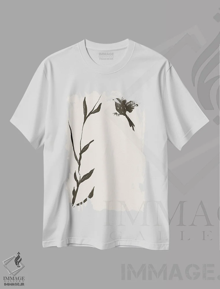 تیشرت سفید طرح دار – تیشرت طبیعت ,"پرنده" اثر مایک کوبو فروشگاه ایماژ
