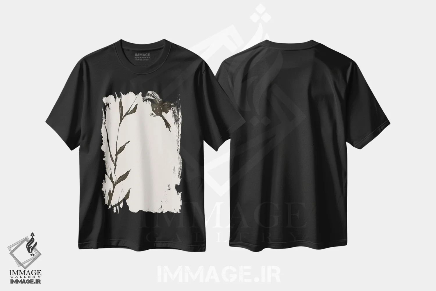 تیشرت مشکی طرح دار – تیشرت طبیعت ,"پرنده" اثر مایک کوبو immage.ir