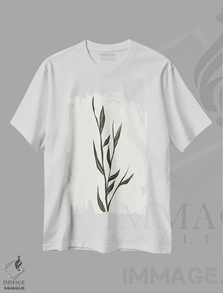 تیشرت سفید طرح دار – تیشرت گل و گیاه ,"گیاه" اثر مایک کوبو فروشگاه ایماژ