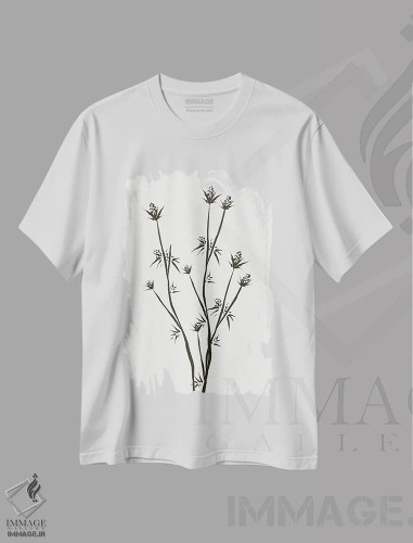 تیشرت سفید طرح دار – تیشرت هنری ,"گل ها " اثر مایک کوبو فروشگاه ایماژ