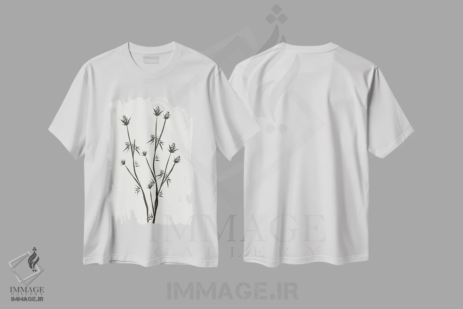 تیشرت سفید طرح دار – تیشرت هنری ,"گل ها " اثر مایک کوبو فروشگاه ایماژ