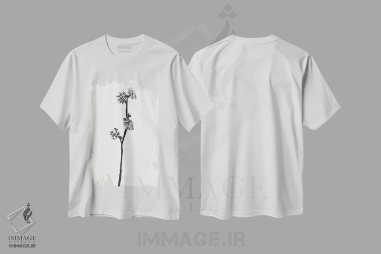تیشرت سفید طرح دار – تیشرت گل ,"گل" اثر مایک کوبو immage.ir