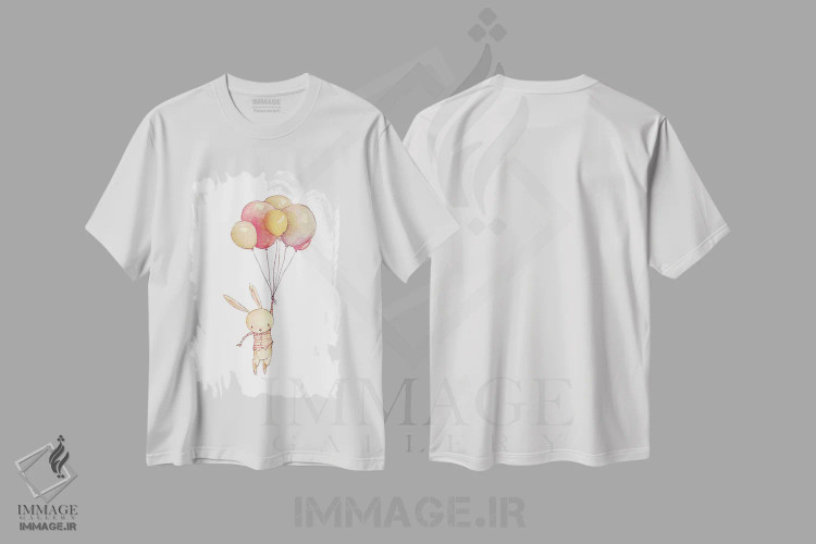 تیشرت سفید طرح دار – تیشرت کودکانه ,"خرگوش پرنده" اثر مایک کوبو immage.ir