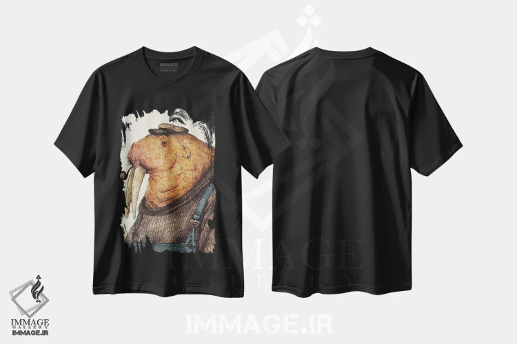 تیشرت مشکی طرح دار – تیشرت طنز حیوانات ,"ندای ملوانان" اثر مایک کوبو فروشگاه ایماژ