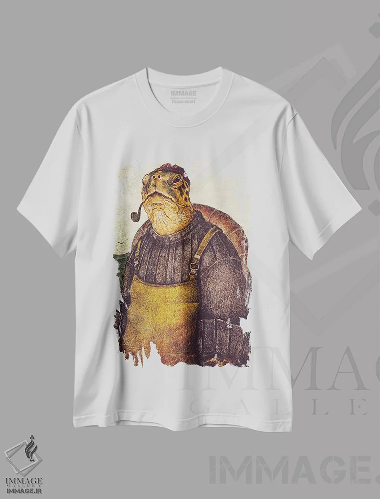تیشرت سفید طرح دار – تیشرت حیوانات ساحلی ,"نگهدارنده فانوس " اثر مایک کوبو فروشگاه ایماژ