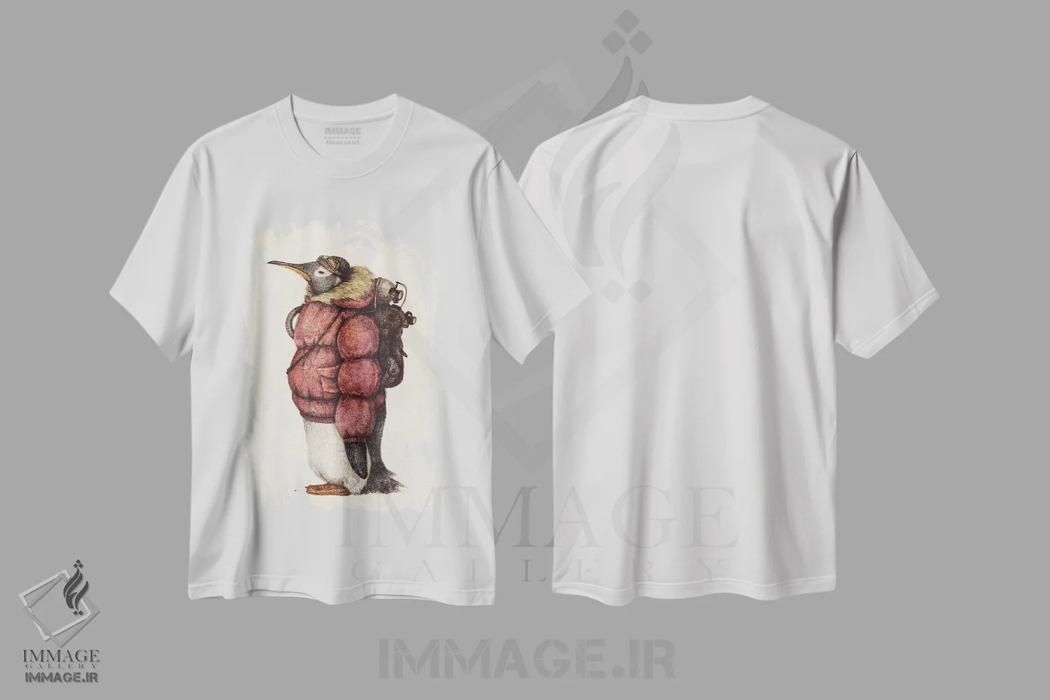تیشرت سفید طرح دار – تیشرت پنگوئن ,"کاوشگر قطب شمال قرمز" اثر مایک کوبو immage.ir